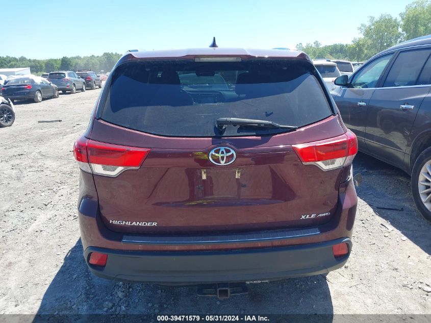 2018 Toyota Highlander Xle VIN: 5TDJZRFH1JS900836 Lot: 39471579