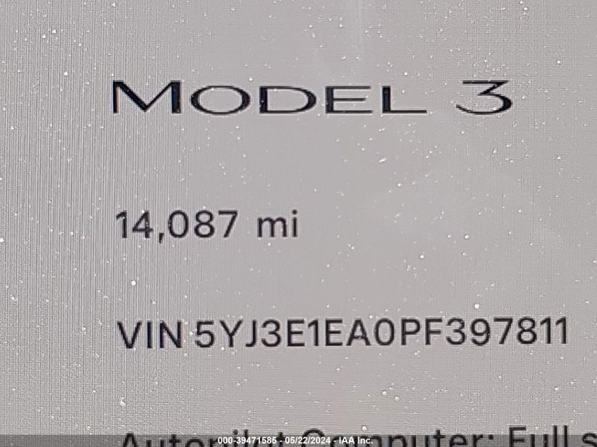 2023 TESLA MODEL 3 REAR-WHEEL DRIVE - 5YJ3E1EA0PF397811