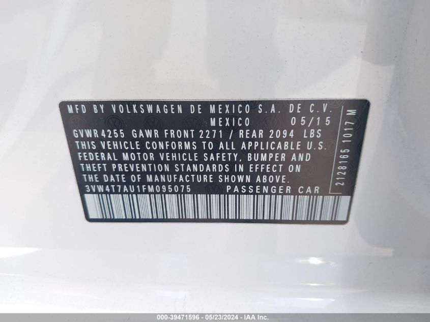 2015 VOLKSWAGEN GOLF GTI 2.0T SE 4-DOOR - 3VW4T7AU1FM095075