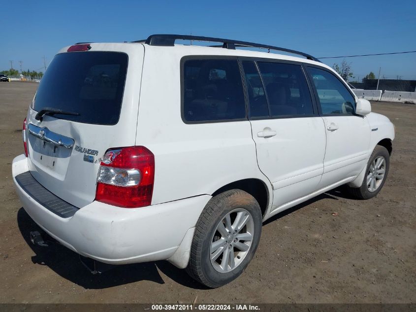 2006 Toyota Highlander Hybrid V6 VIN: JTEDW21A860015871 Lot: 39472011