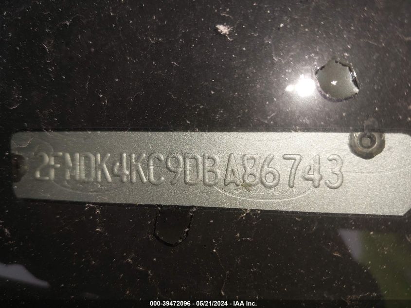 2013 Ford Edge Limited VIN: 2FMDK4KC9DBA86743 Lot: 39472096