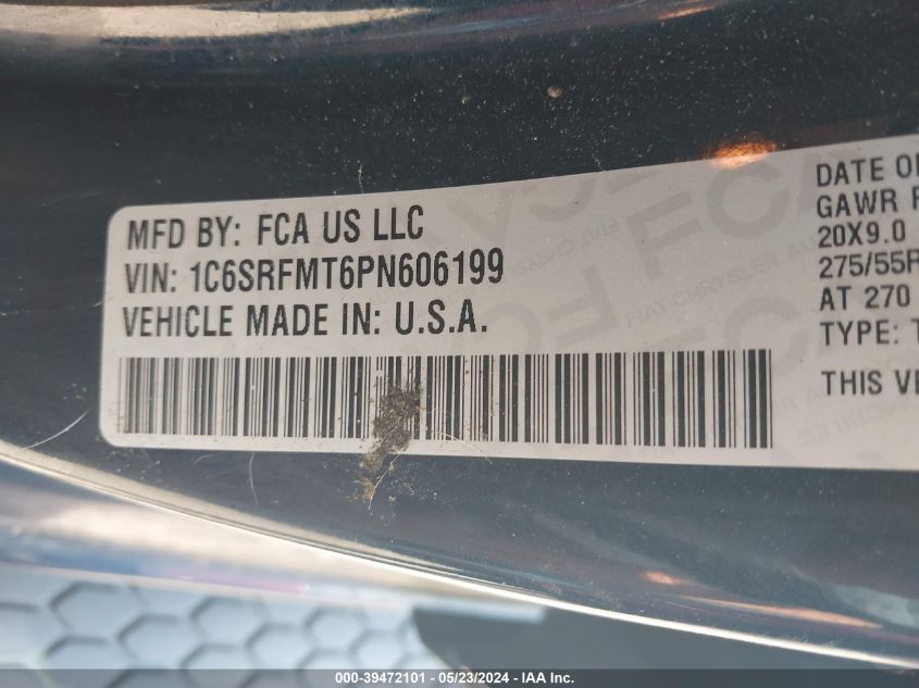 2023 Ram 1500 Big Horn 4X4 6'4 Box VIN: 1C6SRFMT6PN606199 Lot: 39472101