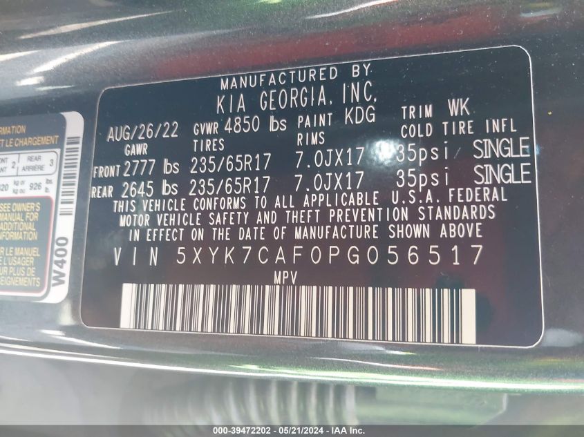 2023 Kia Sportage X-Pro Prestige VIN: 5XYK7CAF0PG056517 Lot: 39472202