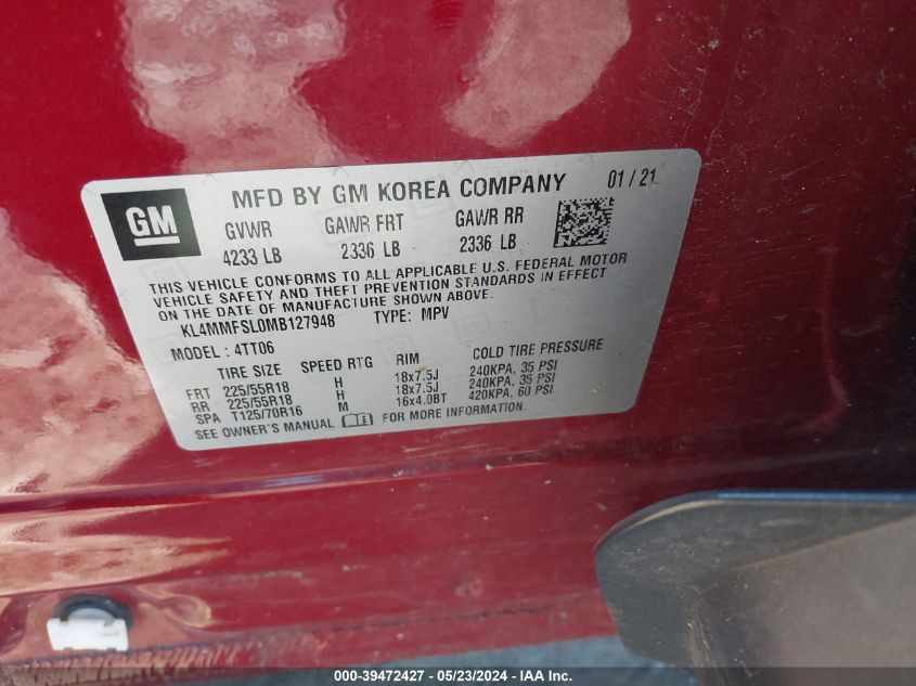 2021 Buick Encore Gx Fwd Essence VIN: KL4MMFSL0MB127948 Lot: 39472427