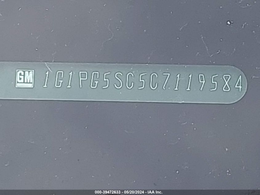 2012 Chevrolet Cruze 2Lt VIN: 1G1PG5SC5C7119584 Lot: 39472633
