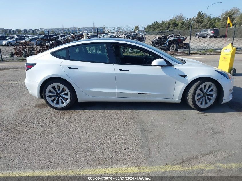 2021 Tesla Model 3 Standard Range Plus Rear-Wheel Drive VIN: 5YJ3E1EA3MF872038 Lot: 39473076