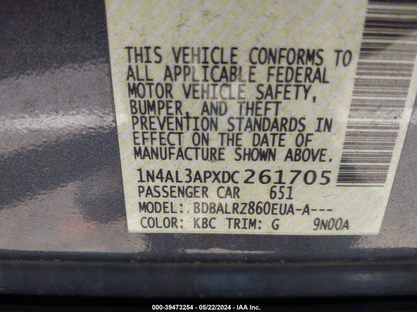 1N4AL3APXDC261705 2013 Nissan Altima 2.5 S