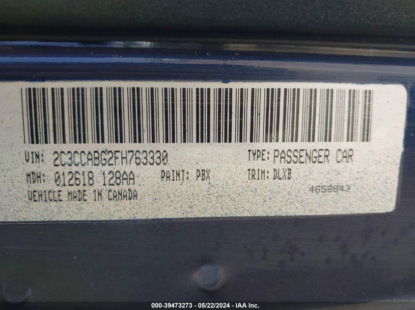 2015 Chrysler 300 300S VIN: 2C3CCABG2FH763330 Lot: 39473273