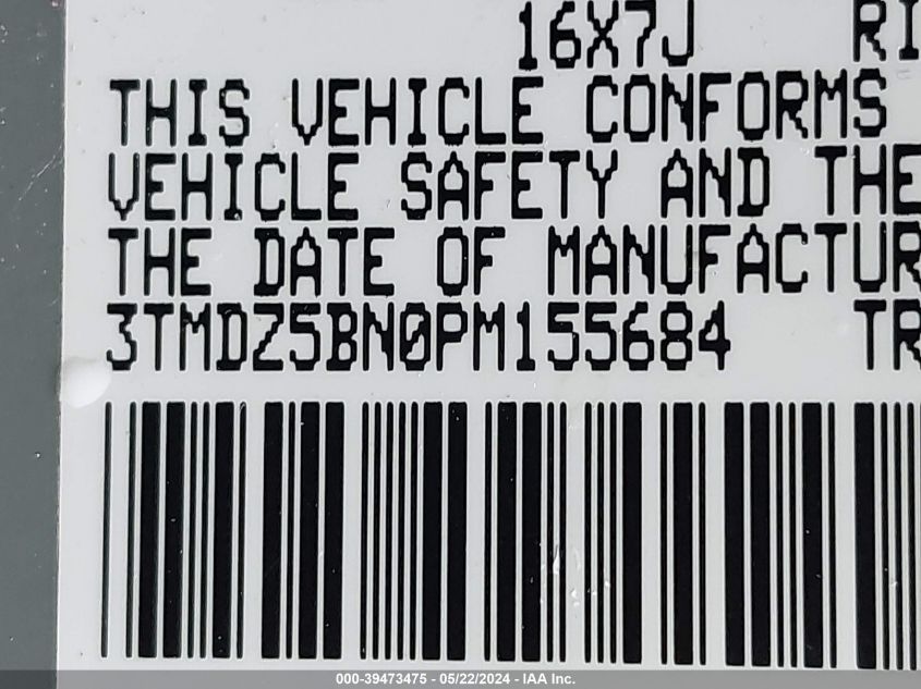 2023 Toyota Tacoma Trd Off Road VIN: 3TMDZ5BN0PM155684 Lot: 39473475