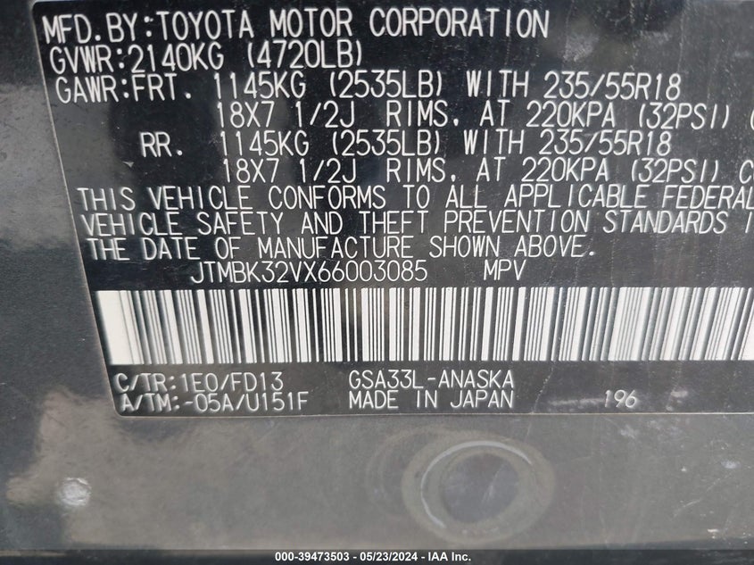 JTMBK32VX66003085 2006 TOYOTA RAV 4 photo no. 9