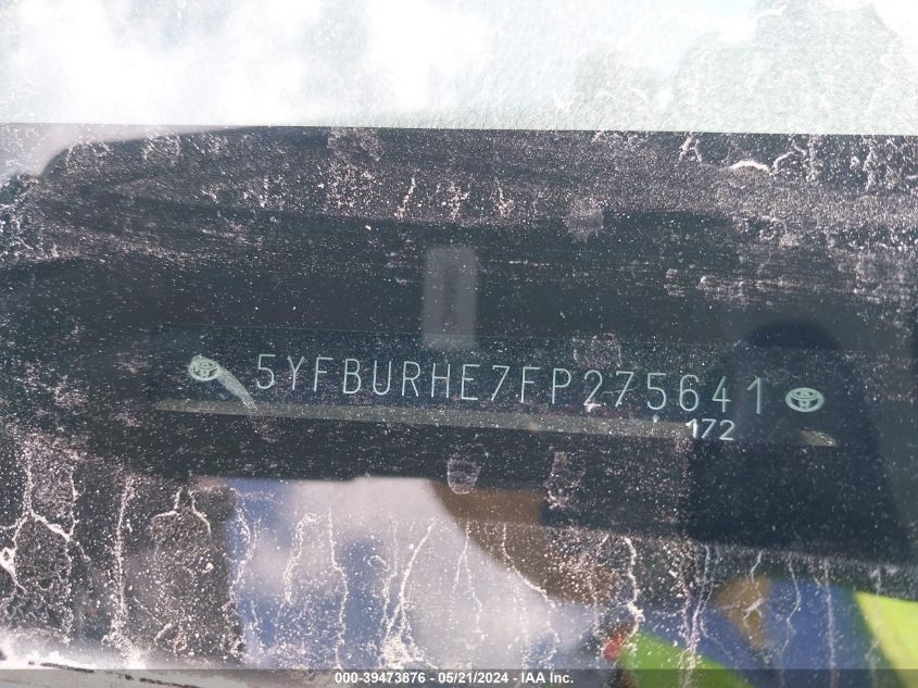 2015 Toyota Corolla S Plus VIN: 5YFBURHE7FP275641 Lot: 39473876