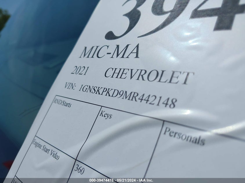 2021 Chevrolet Tahoe 4Wd Z71 VIN: 1GNSKPKD9MR442148 Lot: 39474475