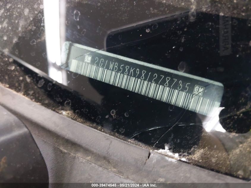 2008 Chevrolet Impala Ls VIN: 2G1WB58K981278735 Lot: 39474545