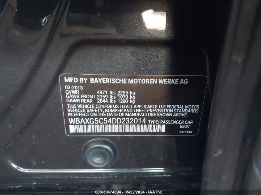 2013 BMW 528I - WBAXG5C54DD232014