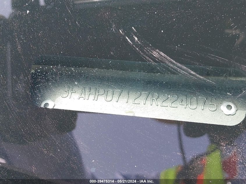 2007 Ford Fusion Se VIN: 3FAHP07127R224075 Lot: 39475314