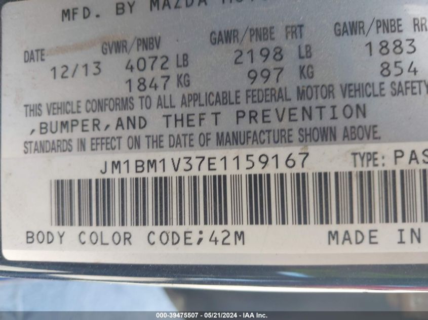 2014 MAZDA MAZDA3 S TOURING - JM1BM1V37E1159167