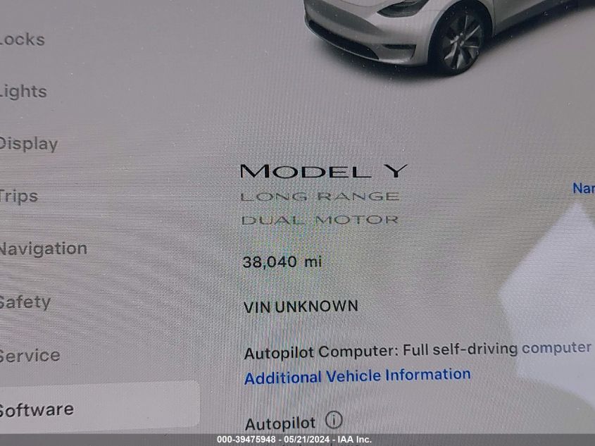 2021 Tesla Model Y Long Range Dual Motor All-Wheel Drive VIN: 5YJYGDEE5MF274814 Lot: 39475948