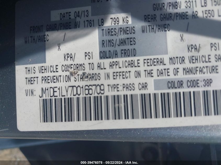 2013 MAZDA MAZDA2 TOURING - JM1DE1LY7D0166709