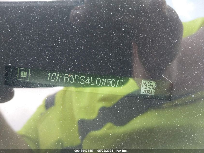 2020 Chevrolet Camaro Rwd 1Lt VIN: 1G1FB3DS4L0115019 Lot: 39476551