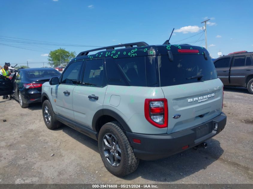 2022 Ford Bronco Sport Badlands VIN: 3FMCR9D99NRE10296 Lot: 39476608