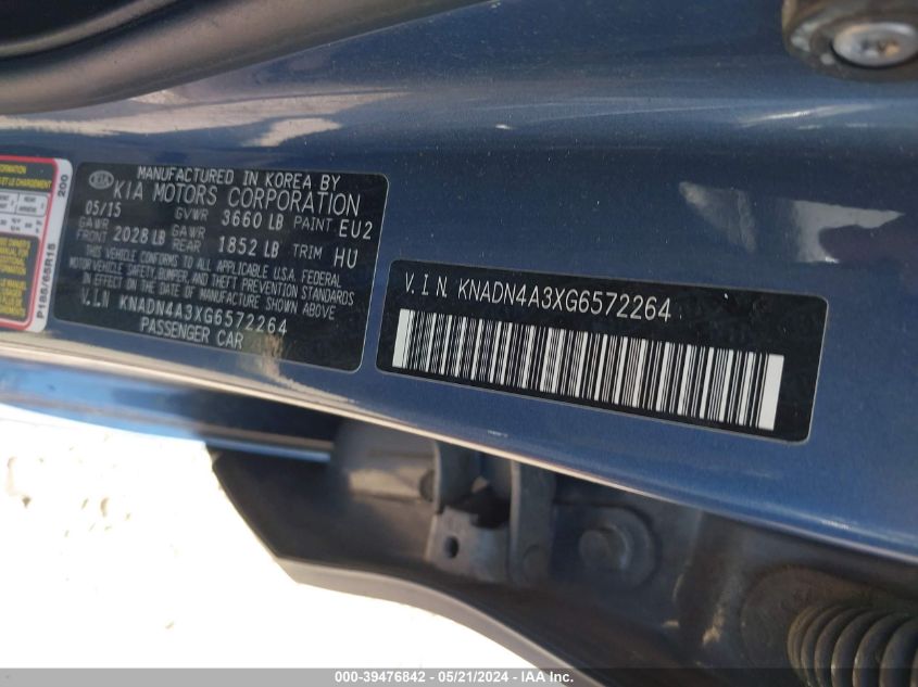 2016 KIA RIO EX - KNADN4A3XG6572264