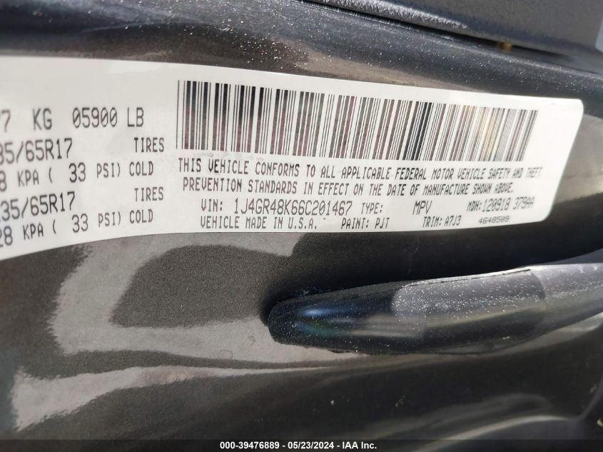 2006 Jeep Grand Cherokee Laredo VIN: 1J4GR48K66C201467 Lot: 39476889