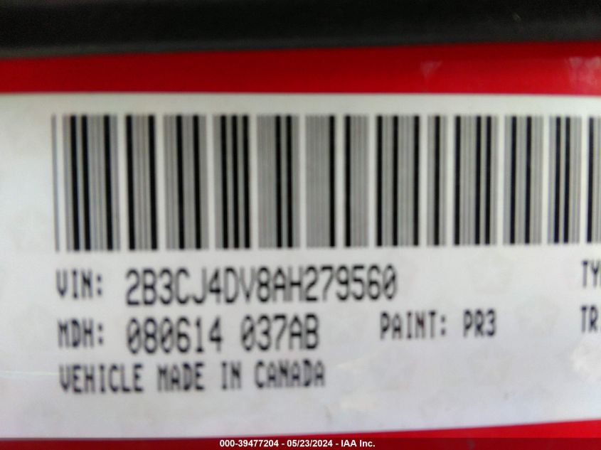2010 Dodge Challenger Se VIN: 2B3CJ4DV8AH279560 Lot: 39477204