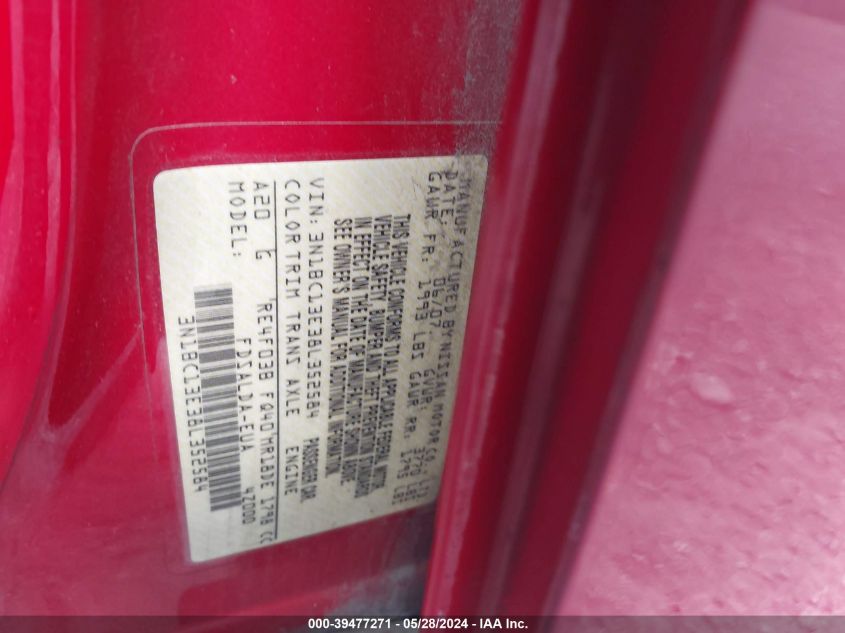 2008 Nissan Versa 1.8S VIN: 3N1BC13E38L362584 Lot: 39477271