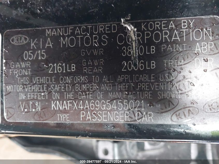 2016 KIA FORTE LX - KNAFX4A69G5455021