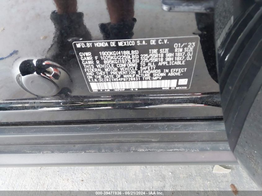 2023 Honda Hr-V 2Wd Sport VIN: 3CZRZ1H54PM728831 Lot: 39477836