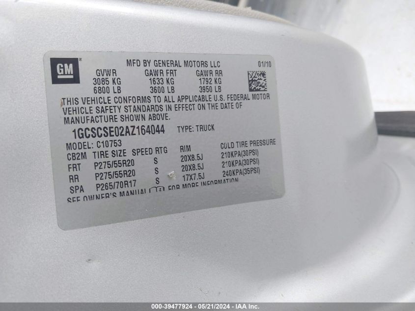 2010 Chevrolet Silverado 1500 Lt VIN: 1GCSCSE01AZ274177 Lot: 39477924