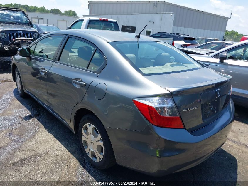 2012 Honda Civic Hybrid VIN: JHMFB4F36CS006308 Lot: 39477957