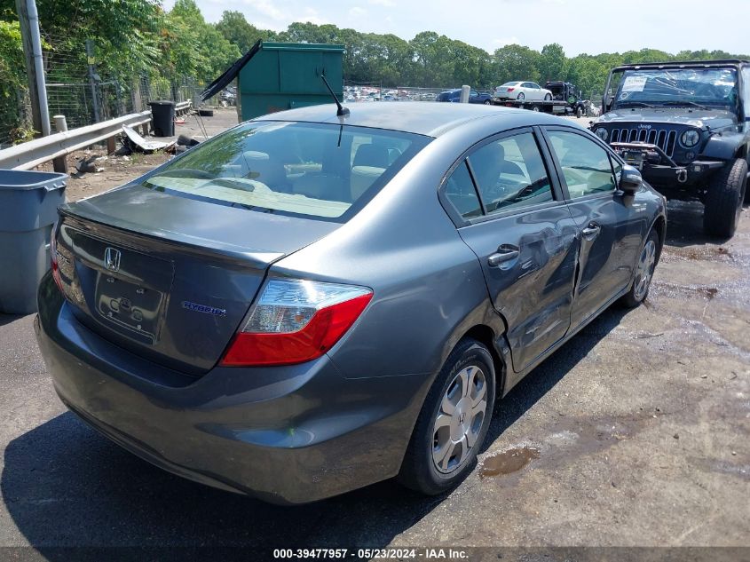 2012 Honda Civic Hybrid VIN: JHMFB4F36CS006308 Lot: 39477957