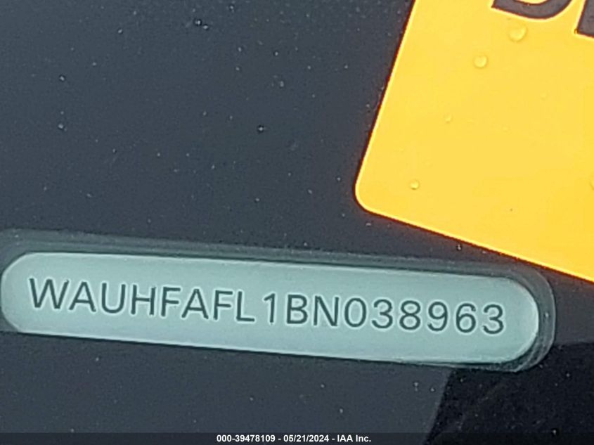 2011 Audi A4 2.0T Premium VIN: WAUHFAFL1BN038963 Lot: 39478109