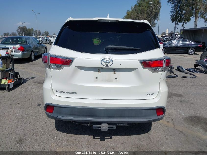 2016 Toyota Highlander Xle V6 VIN: 5TDKKRFH7GS127761 Lot: 39478136