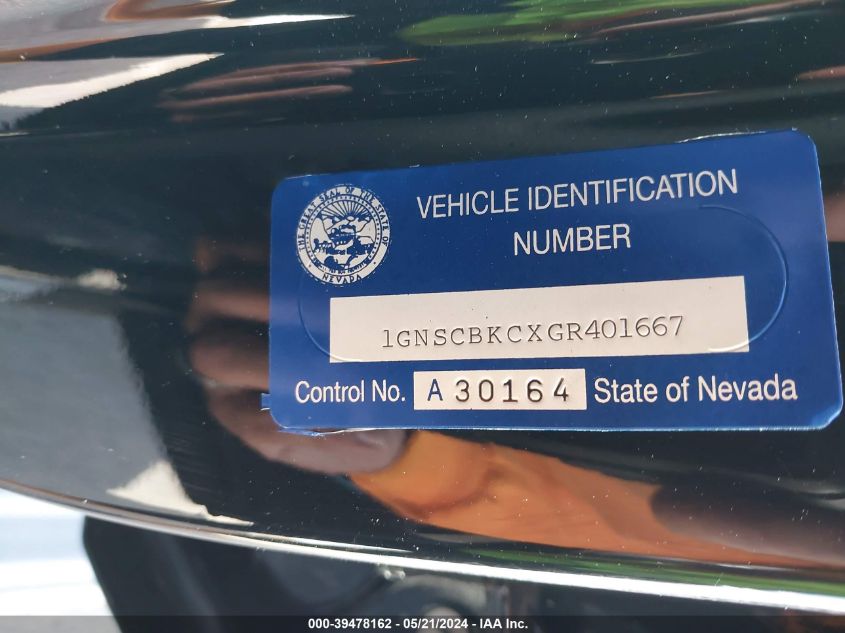 2016 Chevrolet Tahoe Lt VIN: 1GNSCBKCXGR401667 Lot: 39478162