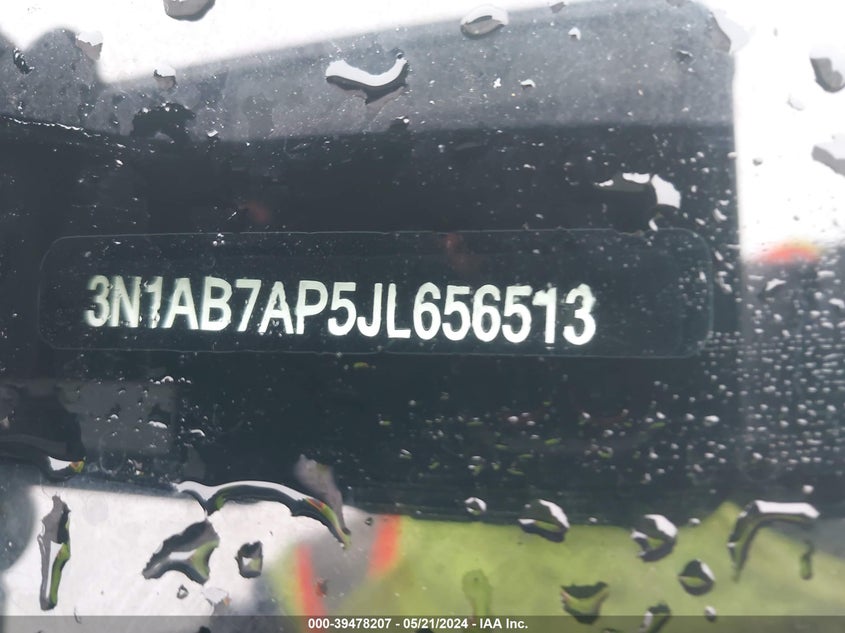 2018 Nissan Sentra Sv VIN: 3N1AB7AP5JL656513 Lot: 39478207