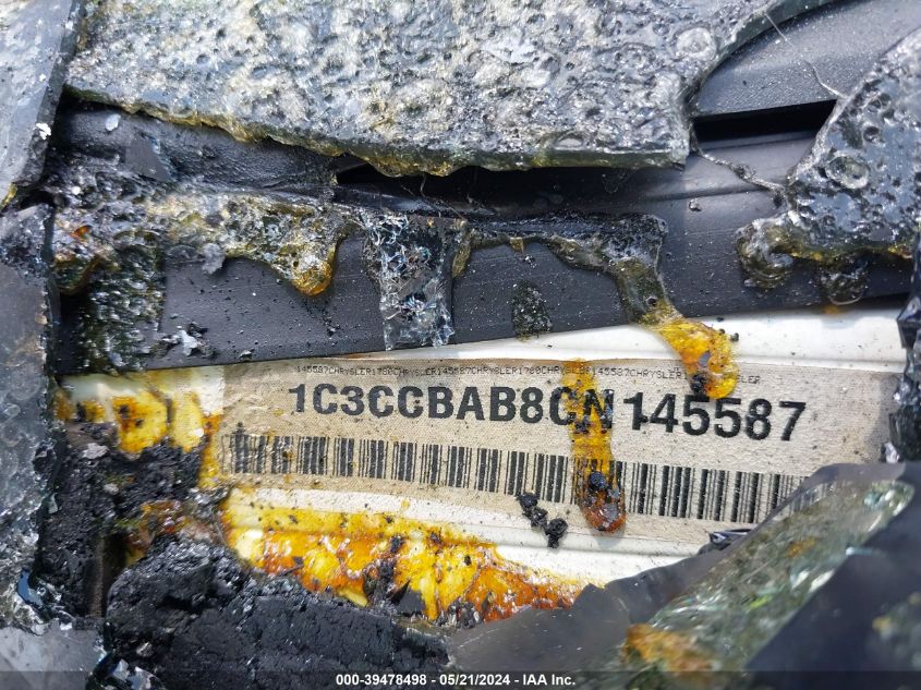2012 Chrysler 200 Lx VIN: 1C3CCBAB8CN145587 Lot: 39478498