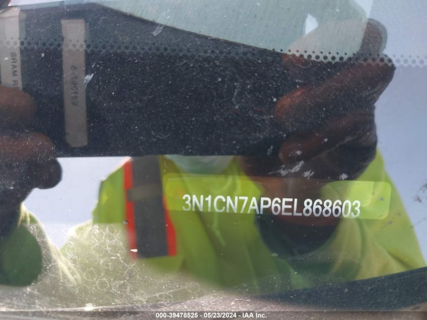 2014 Nissan Versa 1.6 S+ VIN: 3N1CN7AP6EL868603 Lot: 39478525