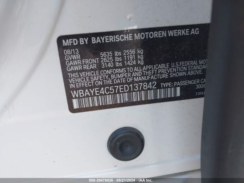 2014 BMW 740LI - WBAYE4C57ED137842