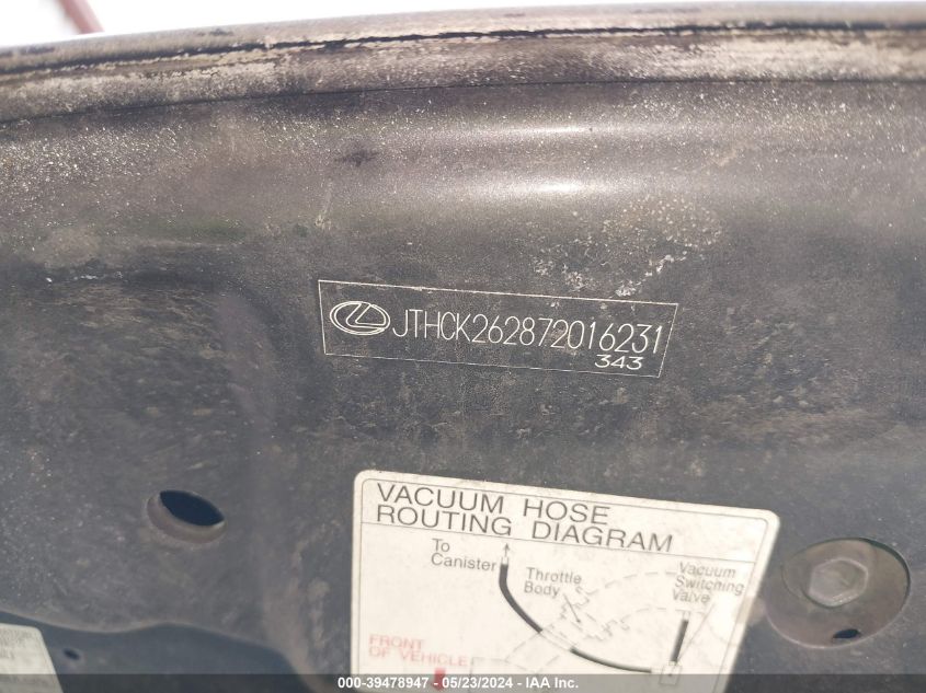 2007 Lexus Is 250 VIN: JTHCK262872016231 Lot: 39478947