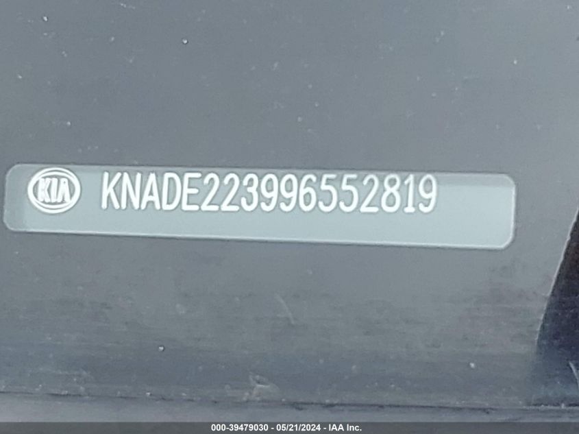 2009 Kia Rio Lx VIN: KNADE223996552819 Lot: 39479030