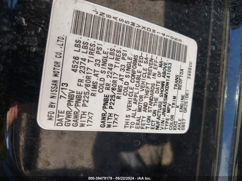 2013 NISSAN ROGUE SV - JN8AS5MVXDW141053