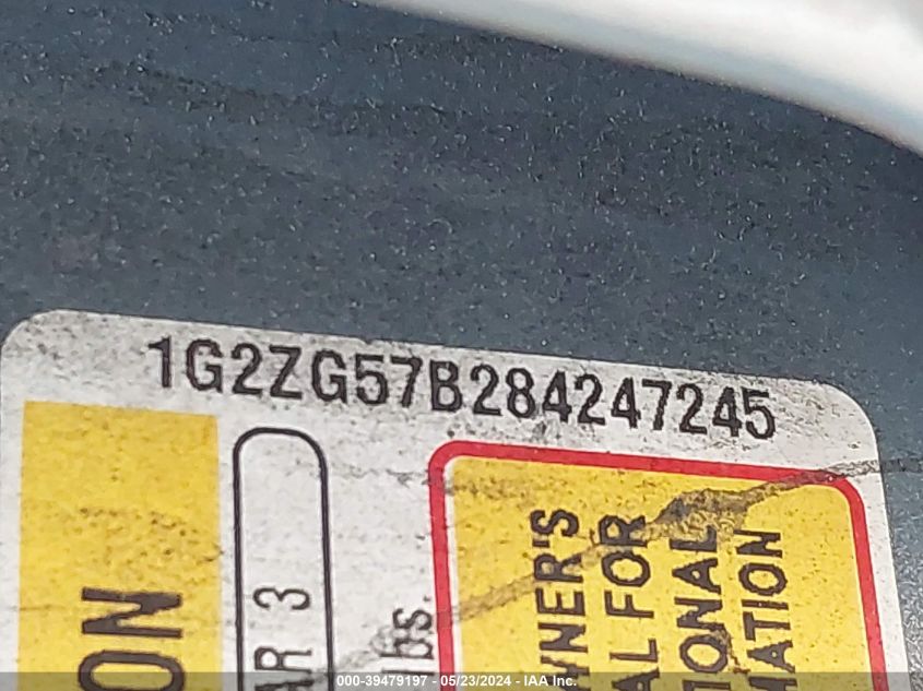 2008 Pontiac G6 VIN: 1G2ZG57B284247245 Lot: 39479197