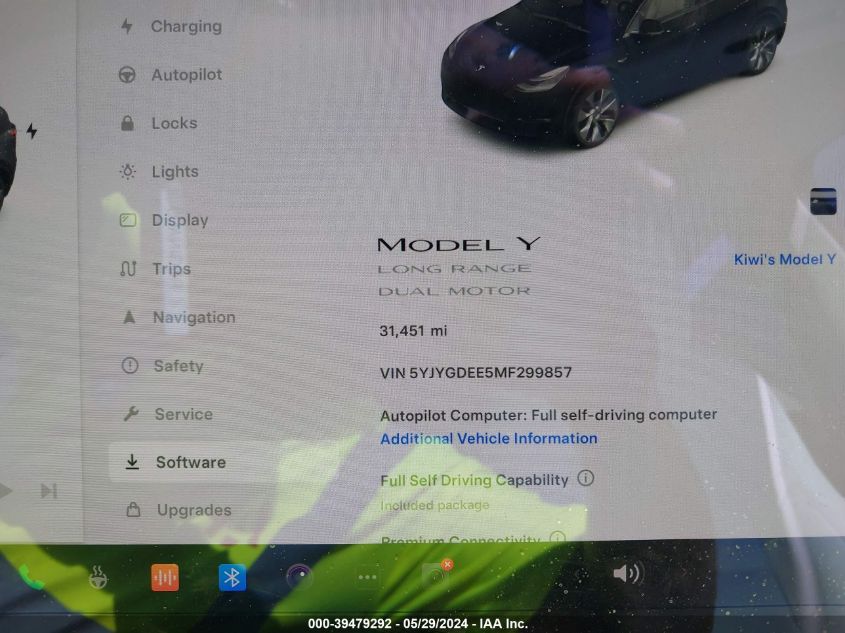 2021 Tesla Model Y Long Range Dual Motor All-Wheel Drive VIN: 5YJYGDEE5MF299857 Lot: 39479292