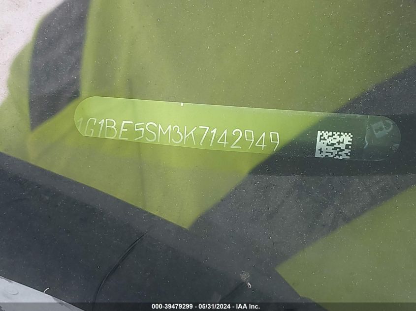 2019 Chevrolet Cruze Lt VIN: 1G1BE5SM3K7142949 Lot: 39479299