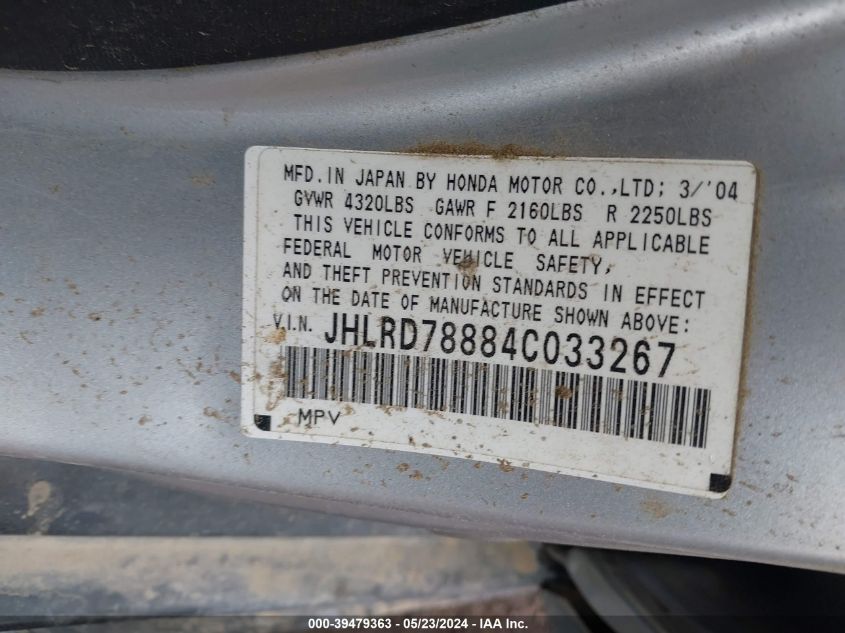 2004 Honda Cr-V Ex VIN: JHLRD78884C033267 Lot: 39479363