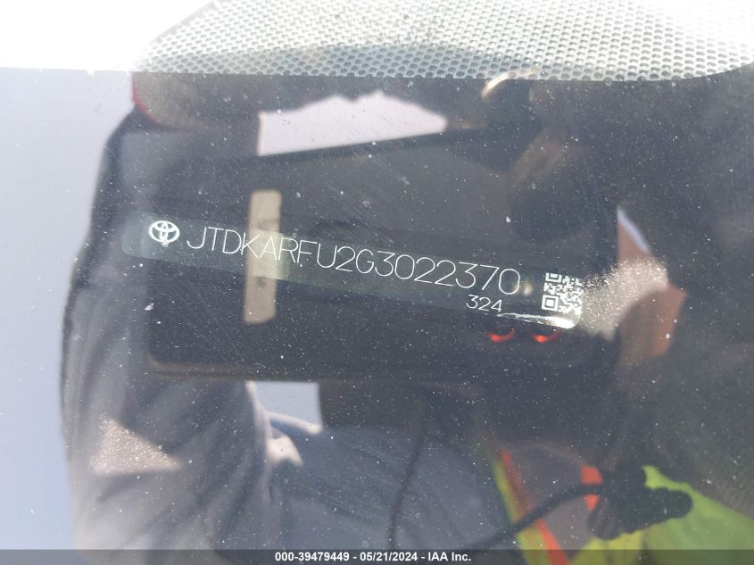 2016 Toyota Prius Four VIN: JTDKARFU2G3022370 Lot: 39479449