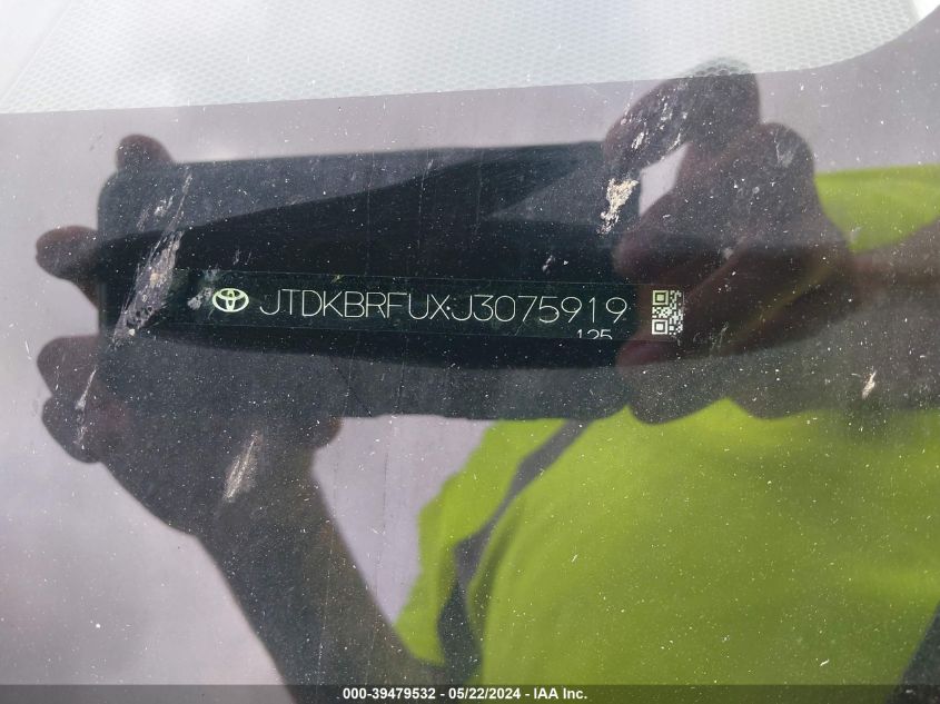 2018 Toyota Prius Two VIN: JTDKBRFUXJ3075919 Lot: 39479532