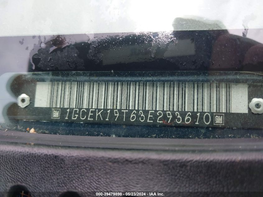 2003 Chevrolet Silverado 1500 Ls VIN: 1GCEK19T63E293610 Lot: 39479898